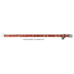 Heart Printed Shining Red Pet Collar With Bell
